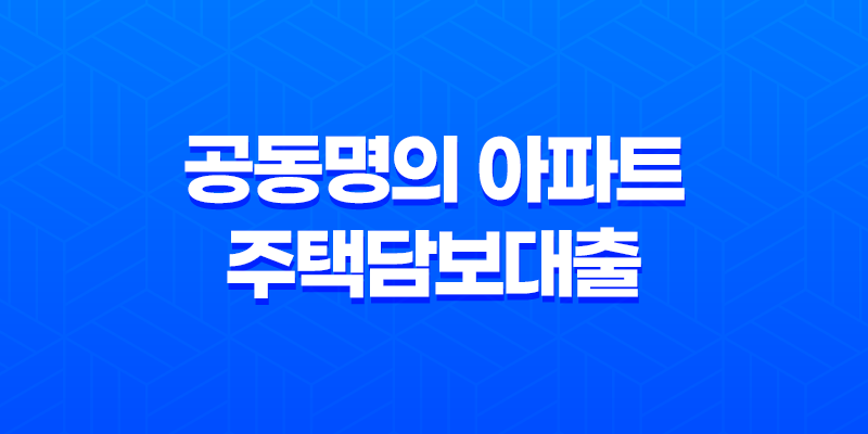 공동명의 아파트 주택담보대출 설정과 무설정 차이 7