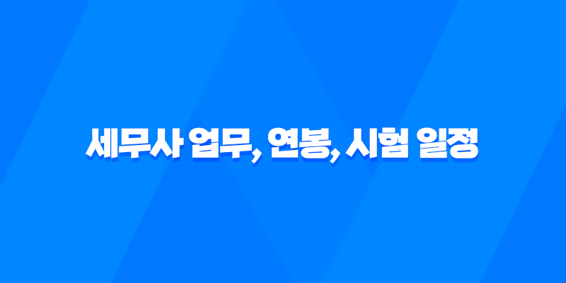 세무사 업무, 연봉, 시험 일정 총정리 7