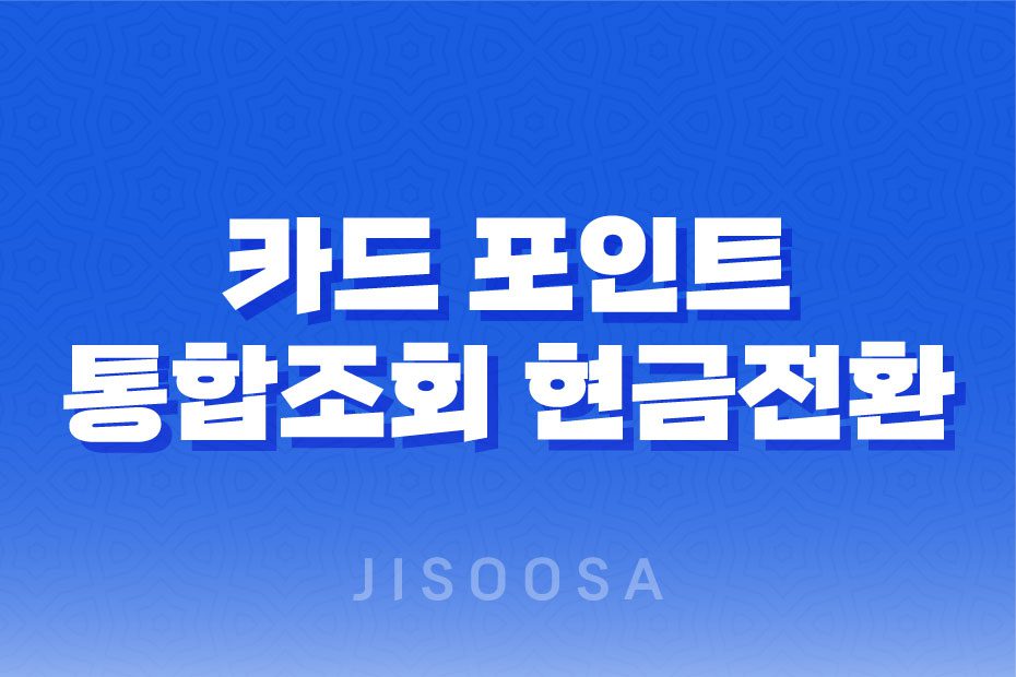 카드 포인트 통합조회 현금전환, 포인트 현금화 하는 방법 1