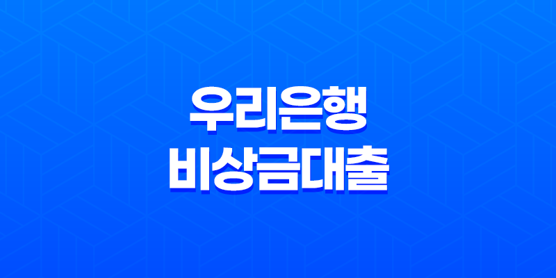 우리은행 비상금대출 조건 및 한도, 후기 2023년 7