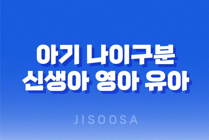 아기 나이구분 - 신생아 영아 유아 아동 청소년기