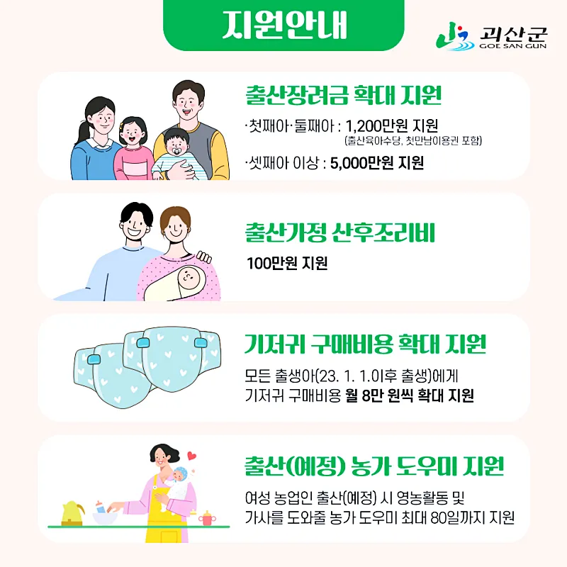 괴산군 출산장려금 및 육아지원정책 총정리 9