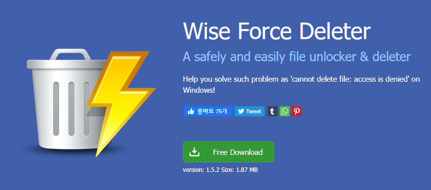 파일 강제삭제 프로그램 Wise Force Deleter 1