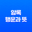 암록(暗祿)의 힘 - 숨어있는 행운과 뜻 15