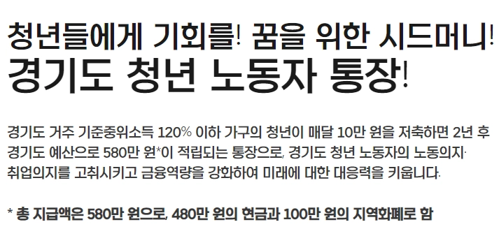 2024년 경기도 청년 노동자 통장 신청 대상 내용 4