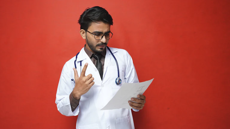 의사가 환자에게 진료 기록을 설명하는 모습