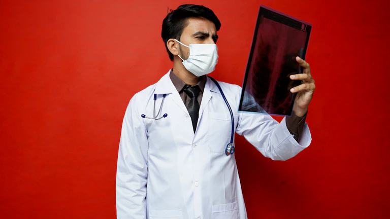 의사가 의료 기록을 설명하고 있는 모습