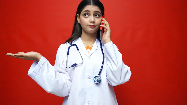 심각한 표정으로 의학 서류를 검토하는 의사와 환자