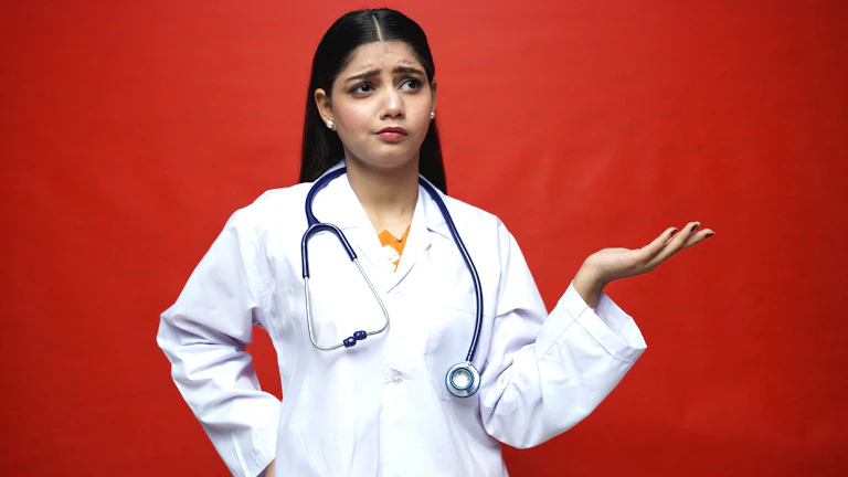 보험금 청구 서류를 보며 고민에 빠진 환자의 모습