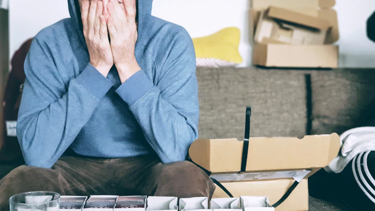 서류를 보며 고민에 빠진 사람