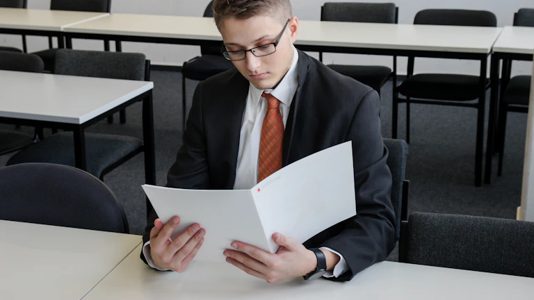 보험 서류를 검토하는 사람