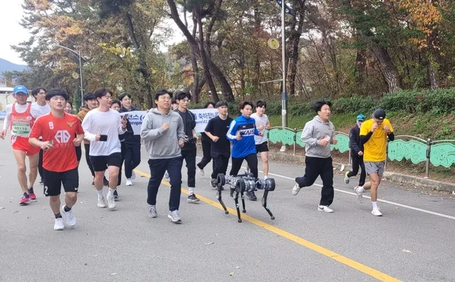 아침 도시 마라톤 현장 분위기