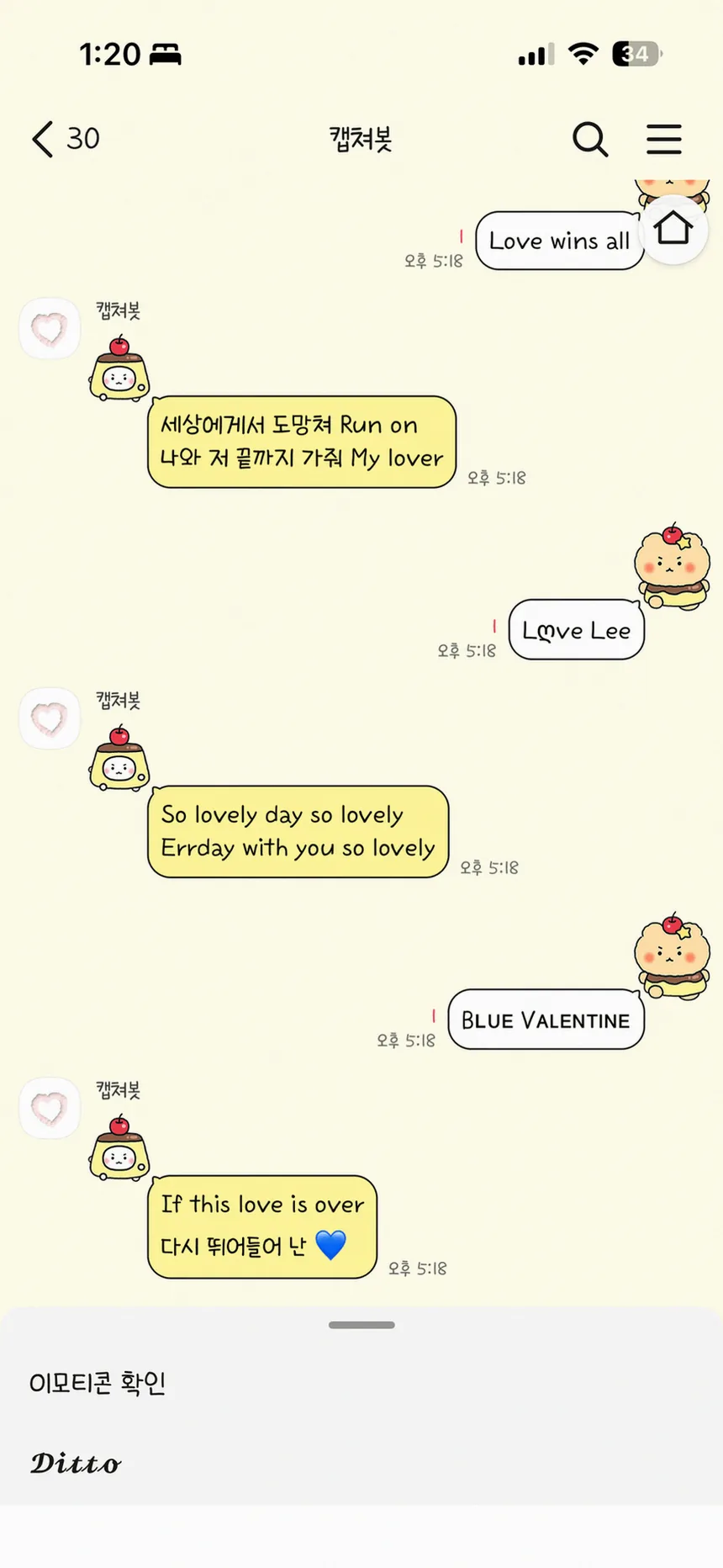 카카오톡 테마 설정 화면