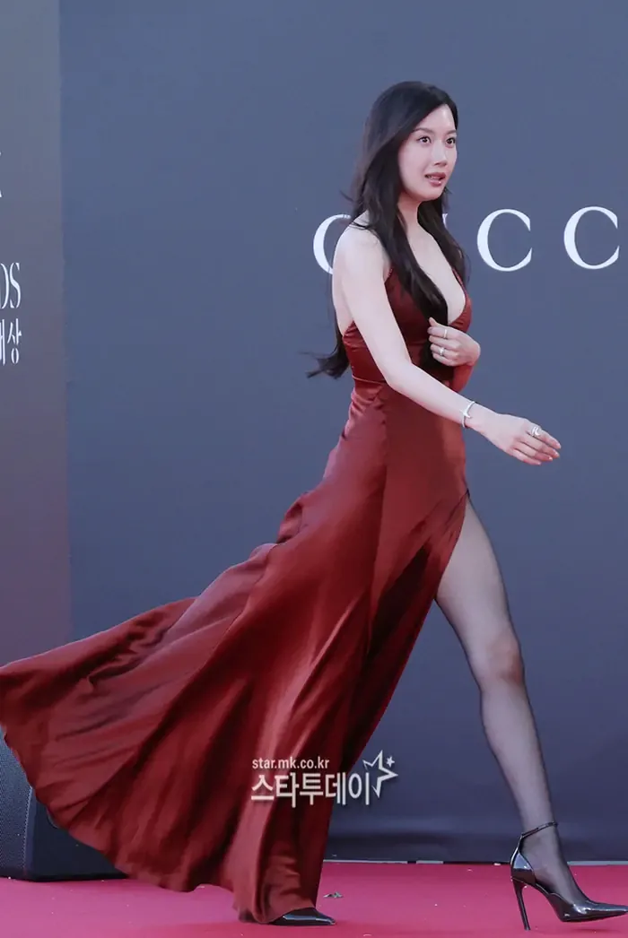 레드카펫 드레스 디테일 클로즈업
