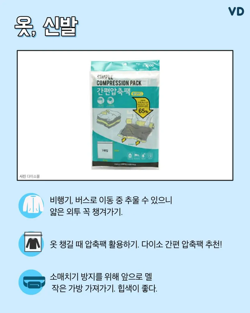 여행 필수품이 담긴 파우치