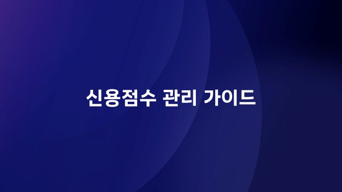 신용점수 관리 가이드